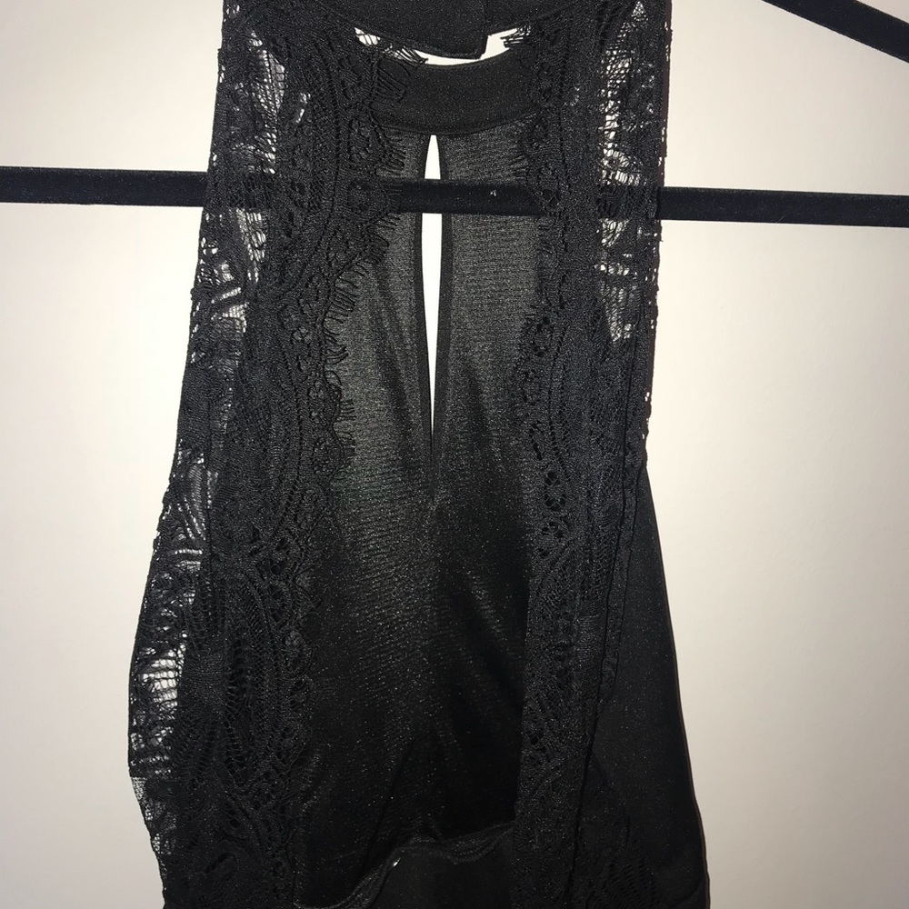High neck, open back, Black flare dress
